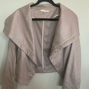 Lavender Brown, cream zip up jacket, silver zips  Medium